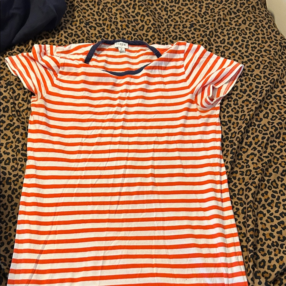 J. Crew Orange and White Striped Blouse
